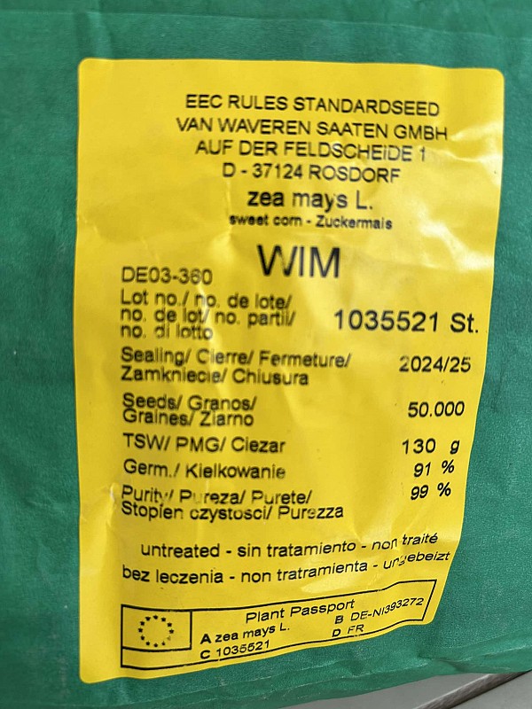 Σπόροι Καλαμποκιού Wim F1 5000 σπόροι